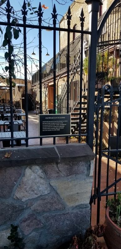 The Crowe-McCoy Building Marker along the gate image. Click for full size.