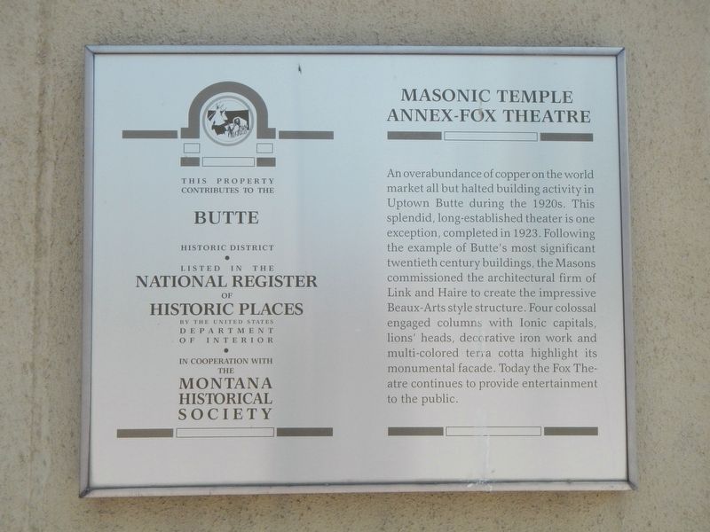 Masonic Temple Annex-Fox Theatre Marker image. Click for full size.