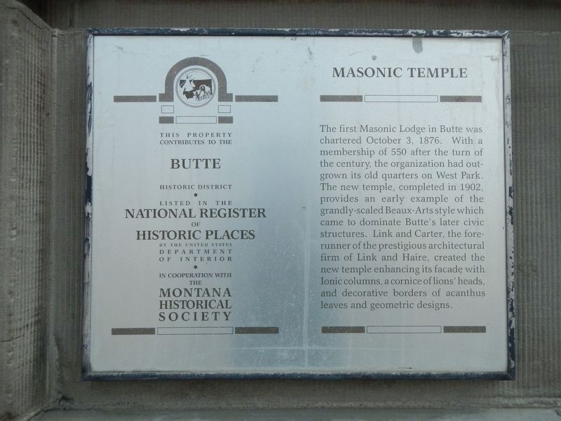 Masonic Temple Marker image. Click for full size.
