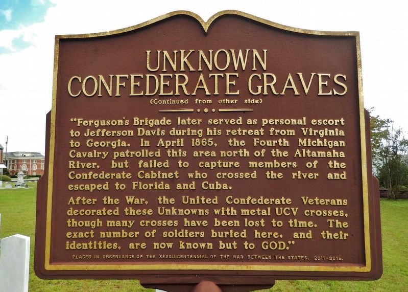 Unknown Confederate Graves Marker (<i>side 2</i>) image. Click for full size.