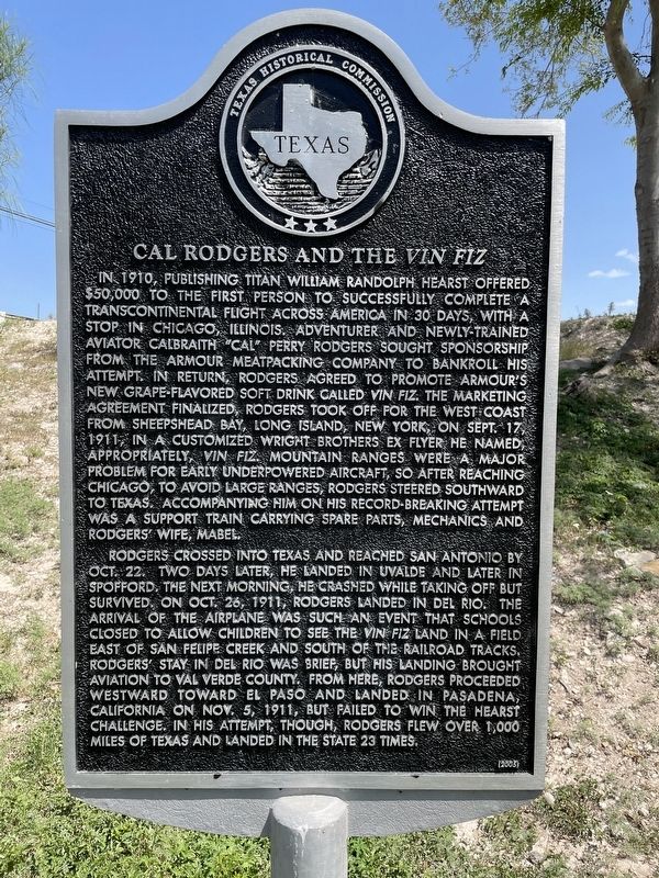 Cal Rodgers and the Vin Fiz Marker image. Click for full size.