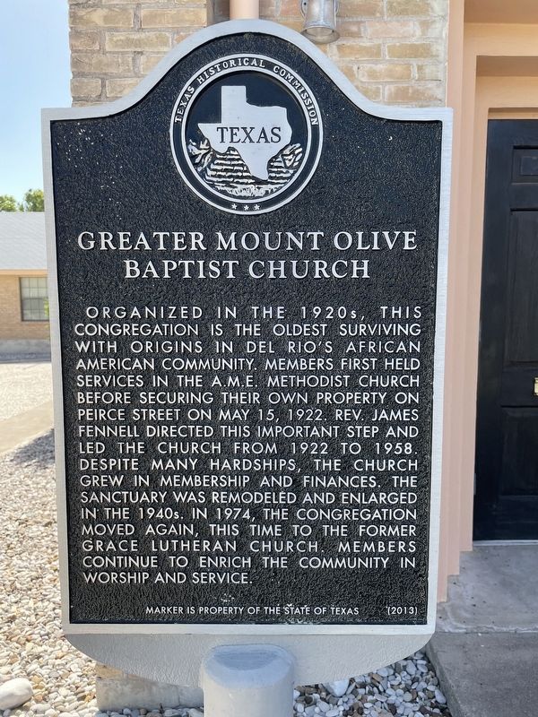 Greater Mount Olive Baptist Church Marker image. Click for full size.