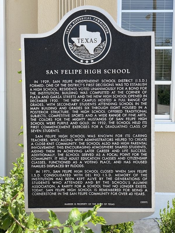 San Felipe High School Marker image. Click for full size.
