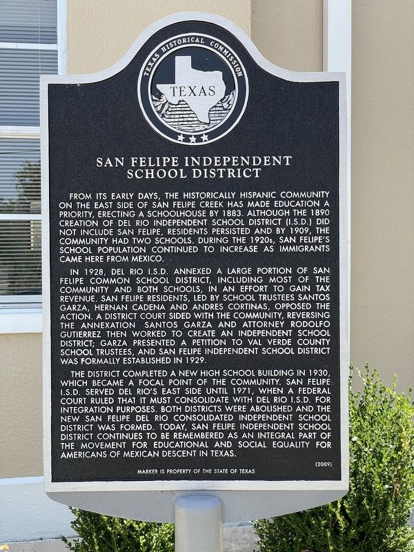 San Felipe Independent School District Marker image. Click for full size.