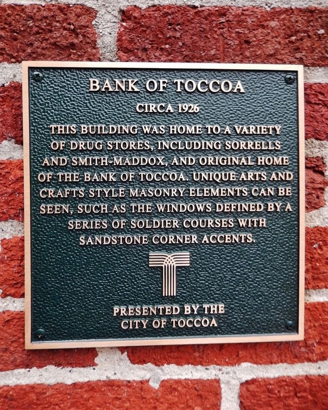 Bank of Toccoa Marker image. Click for full size.
