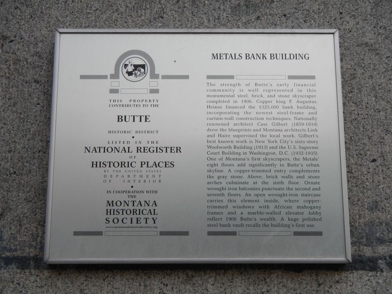 Metals Bank Building Marker image. Click for full size.