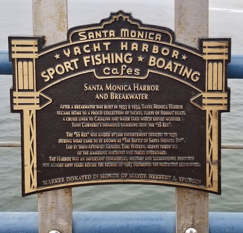 Santa Monica Harbor and Breakwater Marker image. Click for full size.