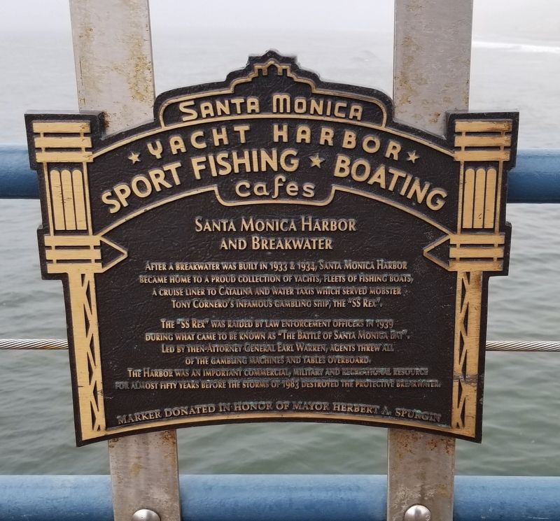 Santa Monica Harbor and Breakwater Marker image. Click for full size.