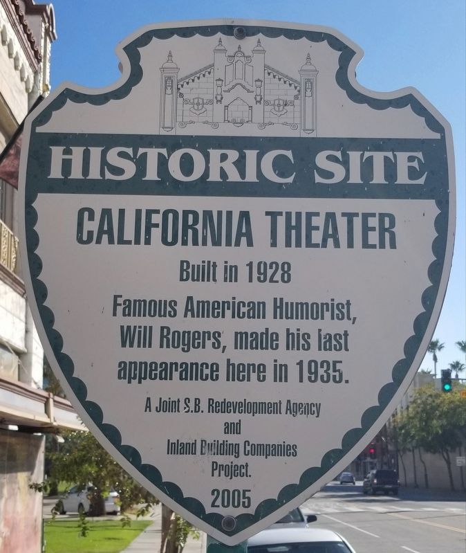 California Theater Marker image. Click for full size.
