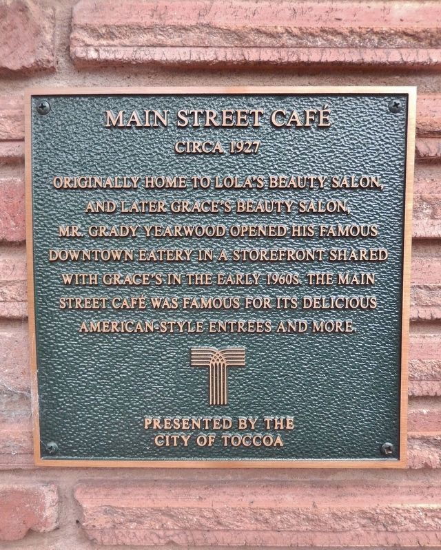 Main Street Café Marker. Click for full size. Main Street Café Marker image. Click for full size.