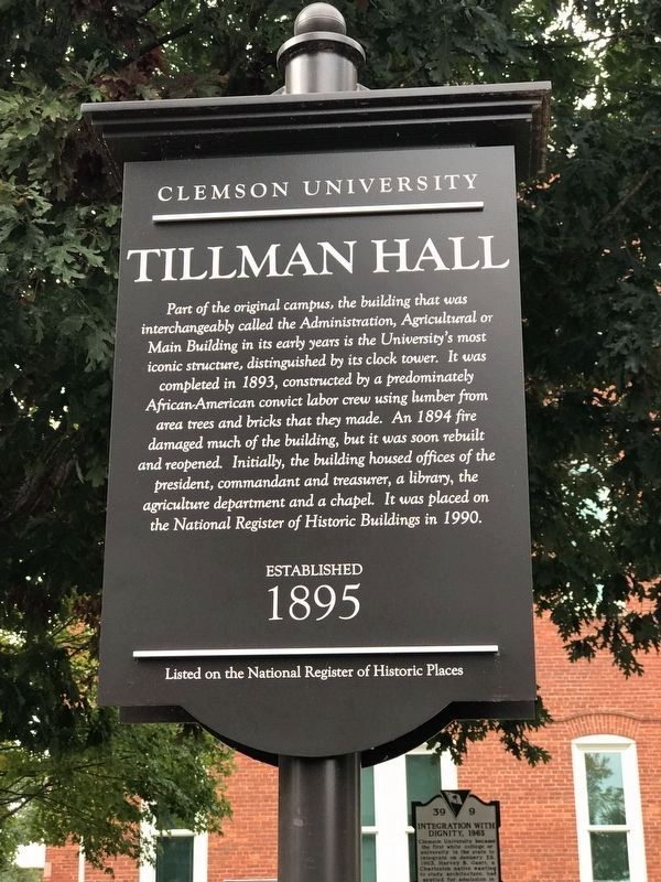 Tillman Hall Marker (side A) image. Click for full size.