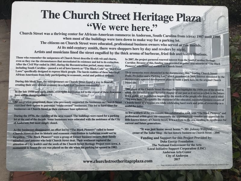 The Church Street Heritage Plaza Marker. Click for full size. The Church Street Heritage Plaza Marker image. Click for full size.
