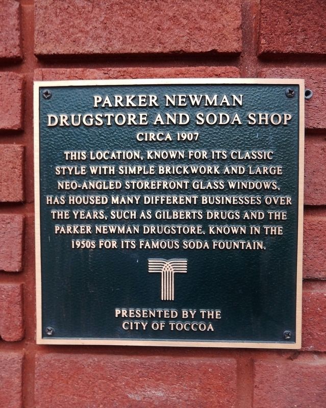 Parker Newman Drugstore and Soda Shop Marker image. Click for full size.