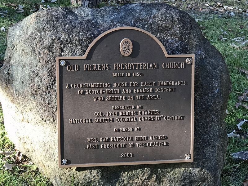 Old Pickens Presbyterian Church Marker image. Click for full size.