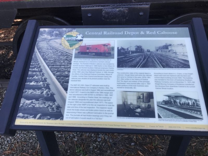 Central Railroad Depot & Red Caboose Marker. Click for full size. Central Railroad Depot & Red Caboose Marker image. Click for full size.