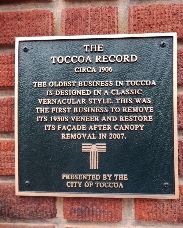 The Toccoa Record Marker image. Click for full size.