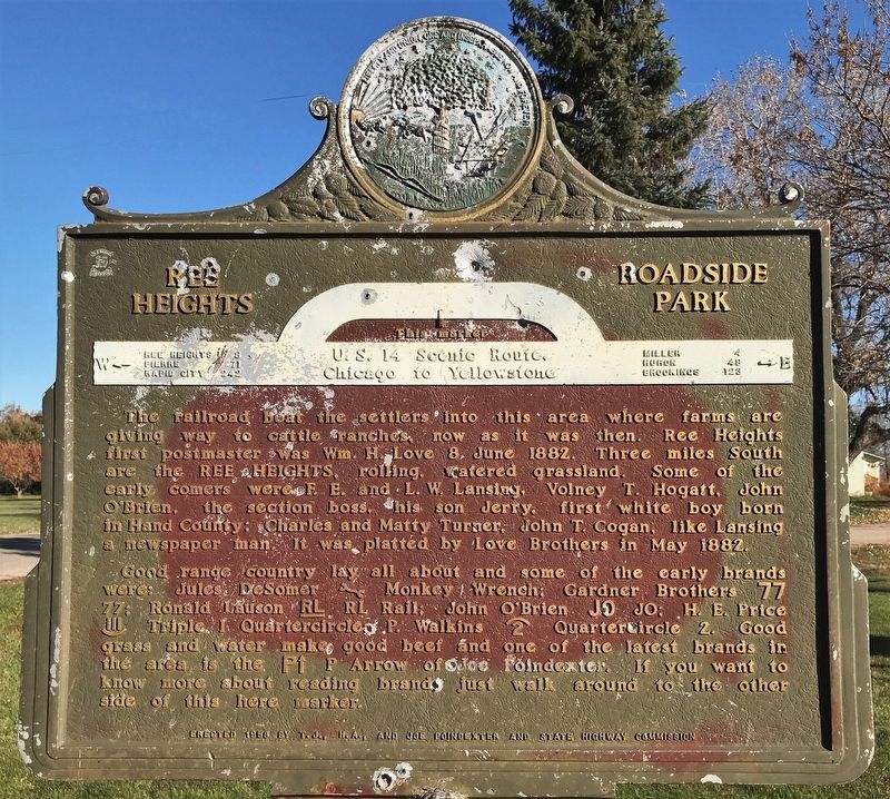 Ree Heights Roadside Park / Reading Brands Marker image. Click for full size.