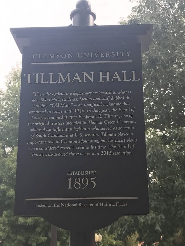 Tillman Hall Marker (side B) image. Click for full size.