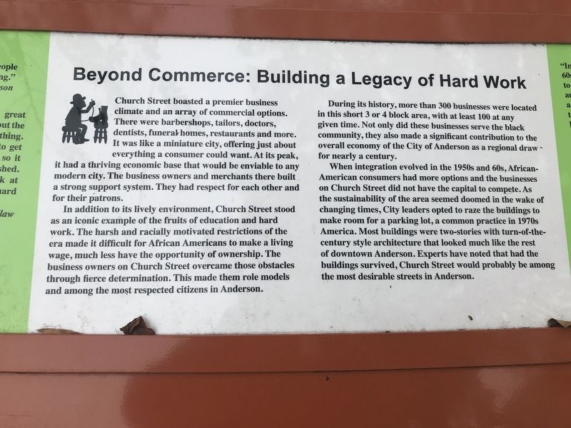 Beyond Commerce: Building a Legacy of Hard Work Marker detail image. Click for full size.