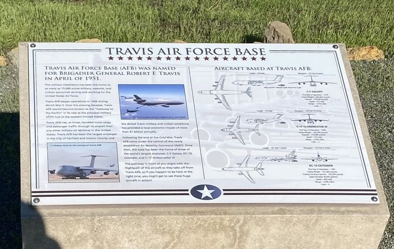 Travis Air Force Base Marker image. Click for full size.