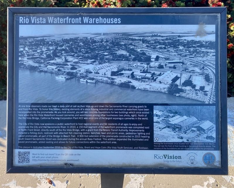 Rio Vista Waterfront Warehouses Marker image. Click for full size.