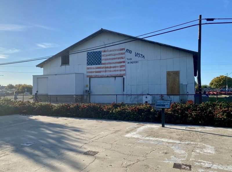 Rio Vista Waterfront Warehouses Marker - wide view image. Click for full size.