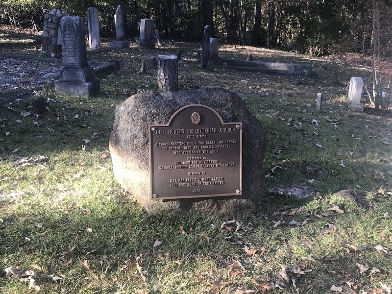 Old Pickens Presbyterian Church Marker. Click for full size. Old Pickens Presbyterian Church Marker image. Click for full size.