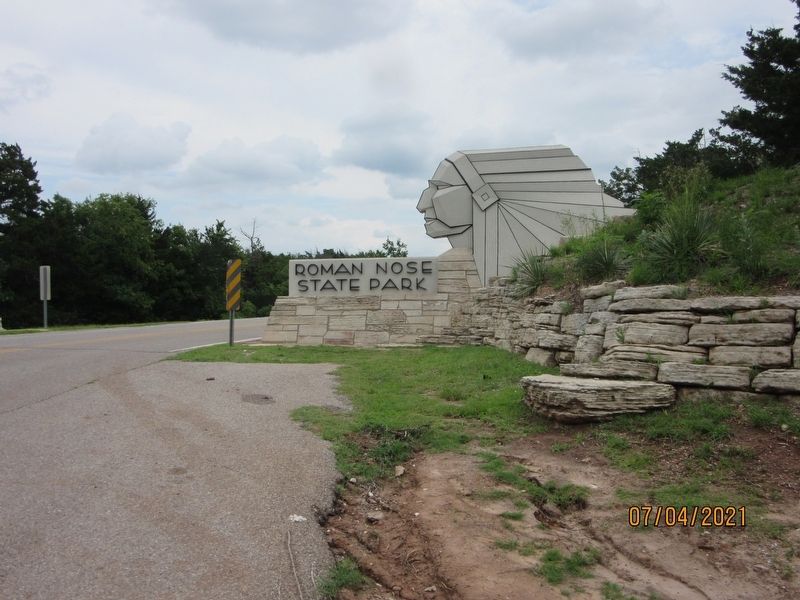 Roman Nose State Park Entrance Sign image. Click for full size.