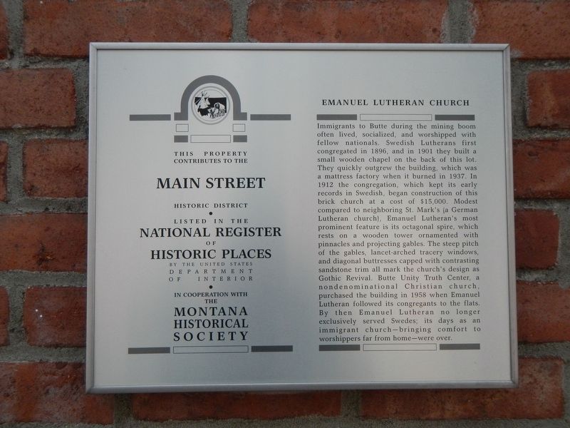 Emanuel Lutheran Church Marker image. Click for full size.