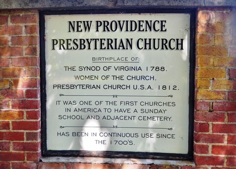 New Providence Presbyterian Church Marker image. Click for full size.