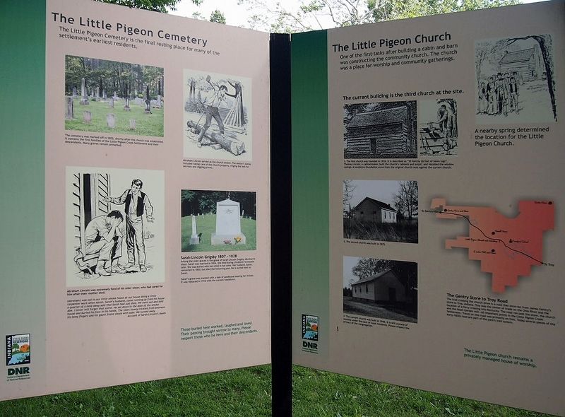 The Little Pigeon Cemetery and The Little Pigeon Church markers image. Click for full size.