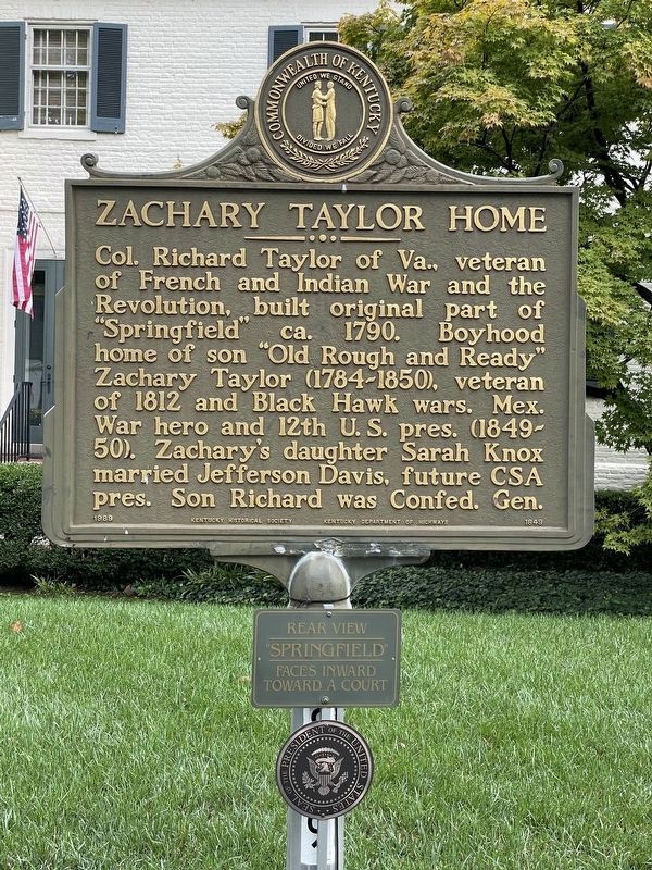 Zachary Taylor Home Marker. Click for full size. Zachary Taylor Home Marker image. Click for full size.