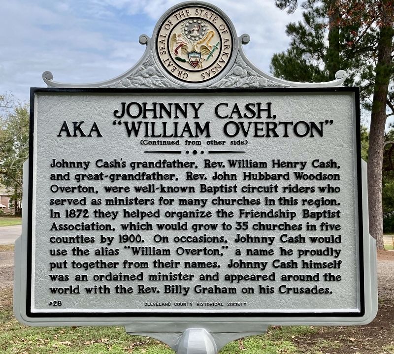 Johnny Cash, AKA "William Overton" Marker image. Click for full size.