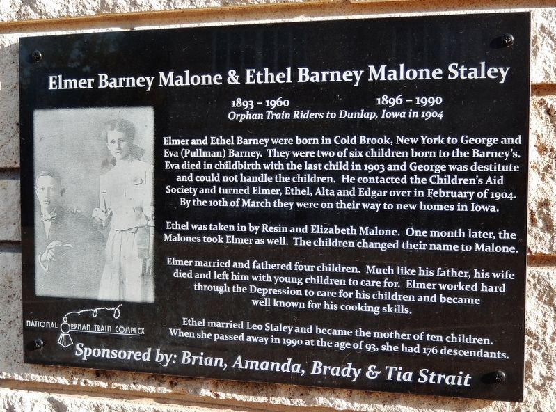 Elmer Barney Malone & Ethel Barney Malone Staley Marker. Click for full size. Elmer Barney Malone & Ethel Barney Malone Staley Marker image. Click for full size.