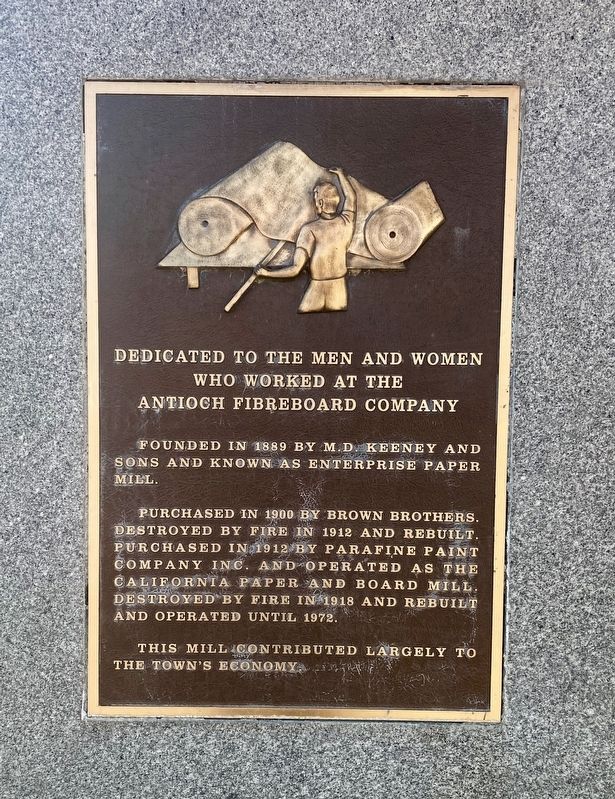 Antioch Fibreboard Company Marker. Click for full size. Antioch Fibreboard Company Marker image. Click for full size.