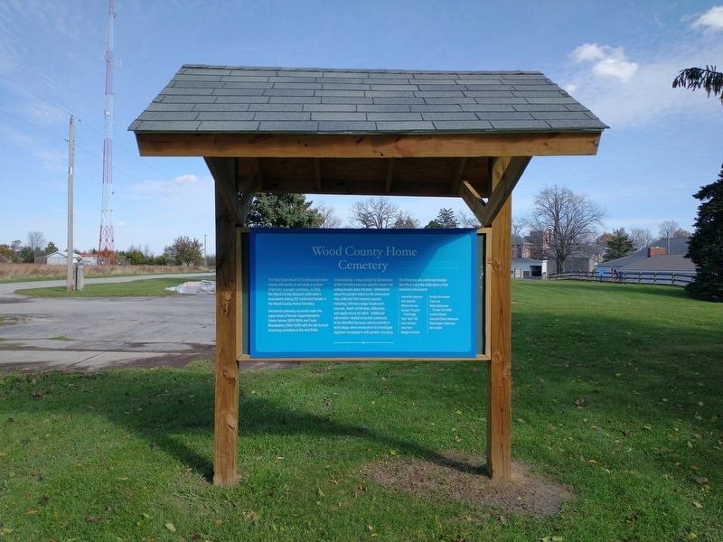 Wood County Home Cemetery Marker. Click for full size. Wood County Home Cemetery Marker image. Click for full size.
