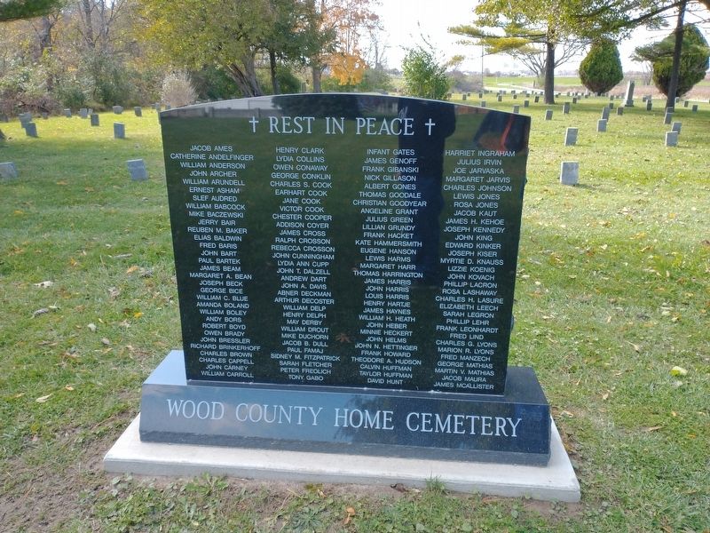 Wood County Home Cemetery Marker. Click for full size. Wood County Home Cemetery Marker image. Click for full size.