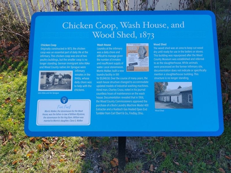 Chicken Coop, Wash House, and Wood Shed, 1873 Marker image. Click for full size.