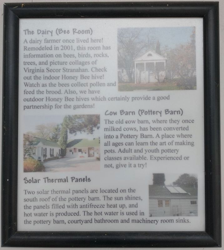 The Dairy (Bee Room) / Cow Barn (Pottery Barn) / Solar Thermal Panels Marker. Click for full size. The Dairy (Bee Room) / Cow Barn (Pottery Barn) / Solar Thermal Panels Marker image. Click for full size.