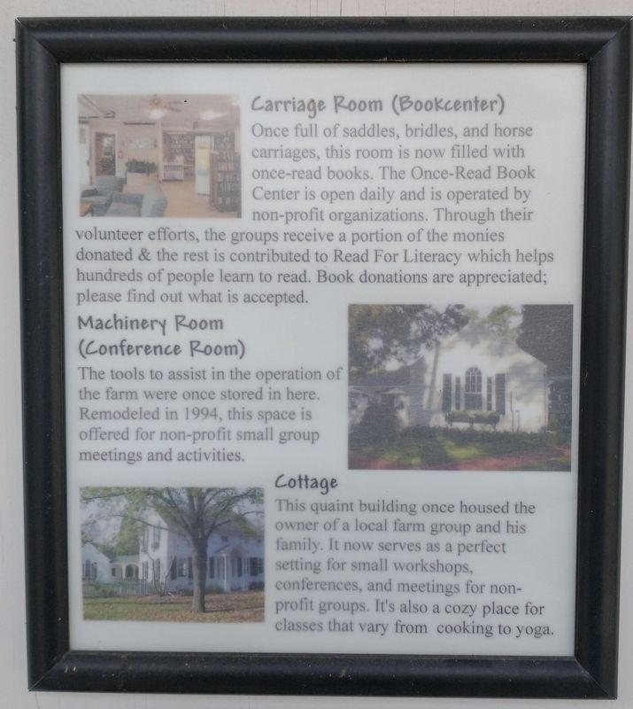 Carriage Room (Bookcenter) / Machinery Room (Conference Room) / Cottage Marker. Click for full size. Carriage Room (Bookcenter) / Machinery Room (Conference Room) / Cottage Marker image. Click for full size.
