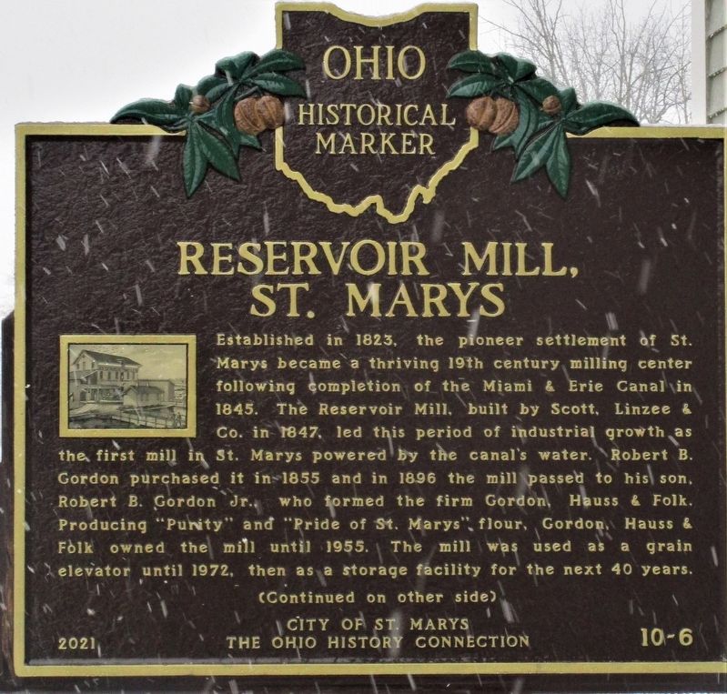 Reservoir Mill, St. Marys Marker. Click for full size. Reservoir Mill, St. Marys Marker image. Click for full size.