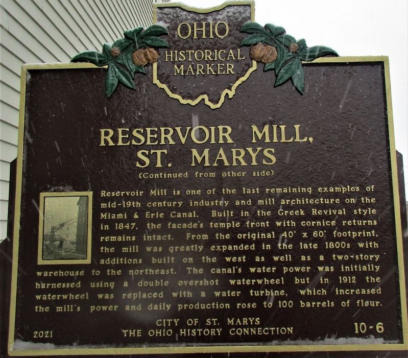 Reservoir Mill, St. Marys Marker. Click for full size. Reservoir Mill, St. Marys Marker image. Click for full size.