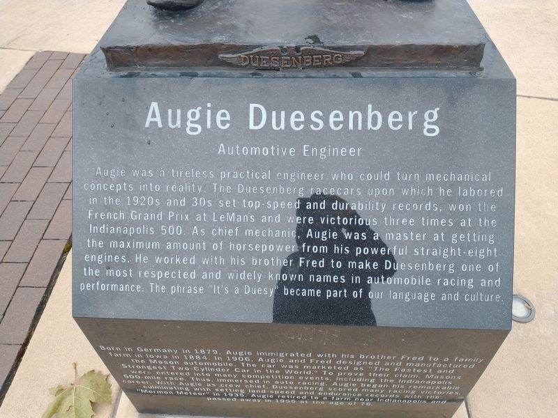 Augie Duesenberg Marker. Click for full size. Augie Duesenberg Marker image. Click for full size.