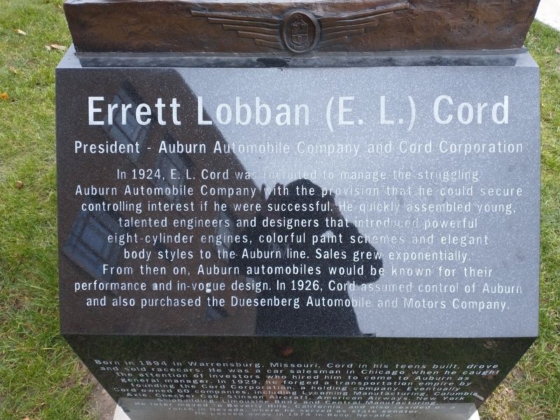 Errett Lobban (E. L.) Cord Marker image. Click for full size.