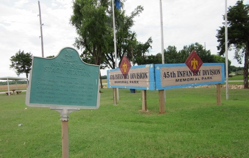 Kingfisher Stage Station Marker at the 45th Infantry Division Memorial Park image. Click for full size.