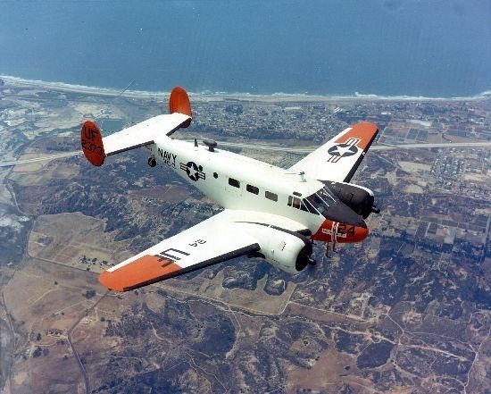 Beechcraft SNB-2 "Navigator" of the U.S. Navy in flight. Click for full size. Beechcraft SNB-2 "Navigator" of the U.S. Navy in flight image. Click for full size.