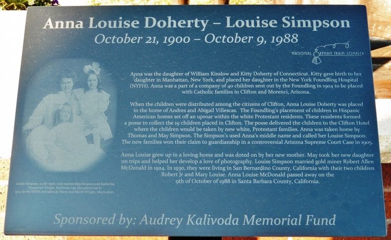 Anna Louise Doherty / Louise Simpson Marker. Click for full size. Anna Louise Doherty / Louise Simpson Marker image. Click for full size.