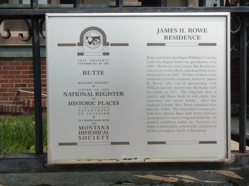 James H. Rowe Residence Marker image. Click for full size.