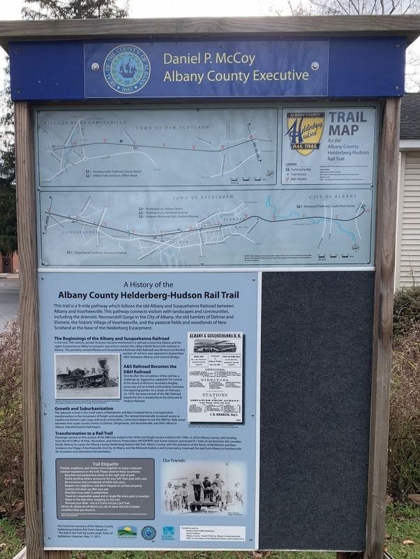 Helderberg-Hudson Rail Trail Marker. Click for full size. Helderberg-Hudson Rail Trail Marker image. Click for full size.