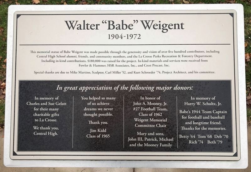 "Get into the game!" and Memorial Contributors Marker image. Click for full size.